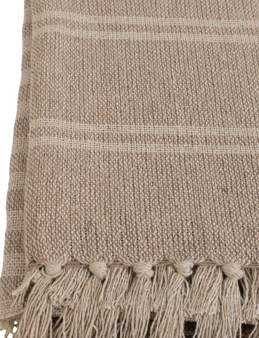 Manta algodão riscas 130*170 beige
