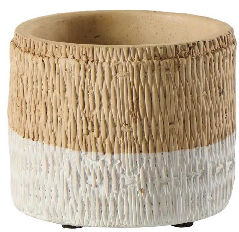 Vaso D10*8,5H cimento mod vime entrançado