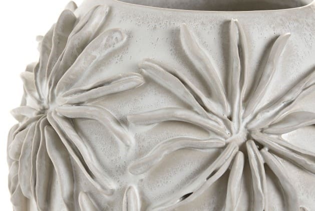 Jarra cerâmica 22*22*25H folhas estrela branco