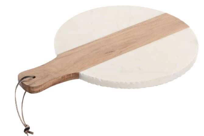 Tábua corte mármore/acácia 41*31*2H branco