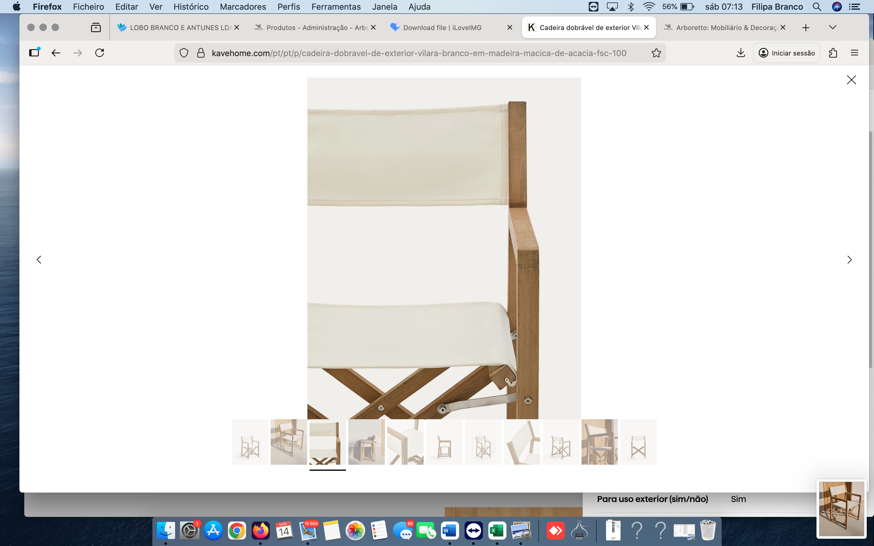 Cadeira dobrável 56*52*85alt