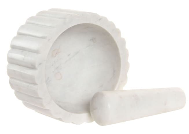 Almofariz mármore friso D12,5*7,5 branco