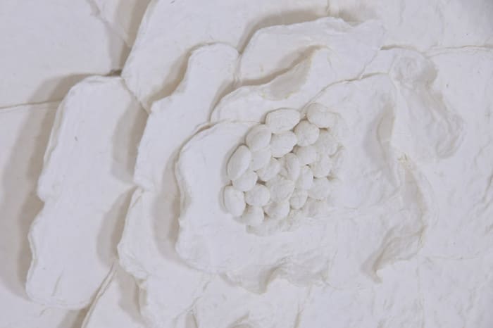 Quadro tela/papel maché 120*7*120H flor 3D