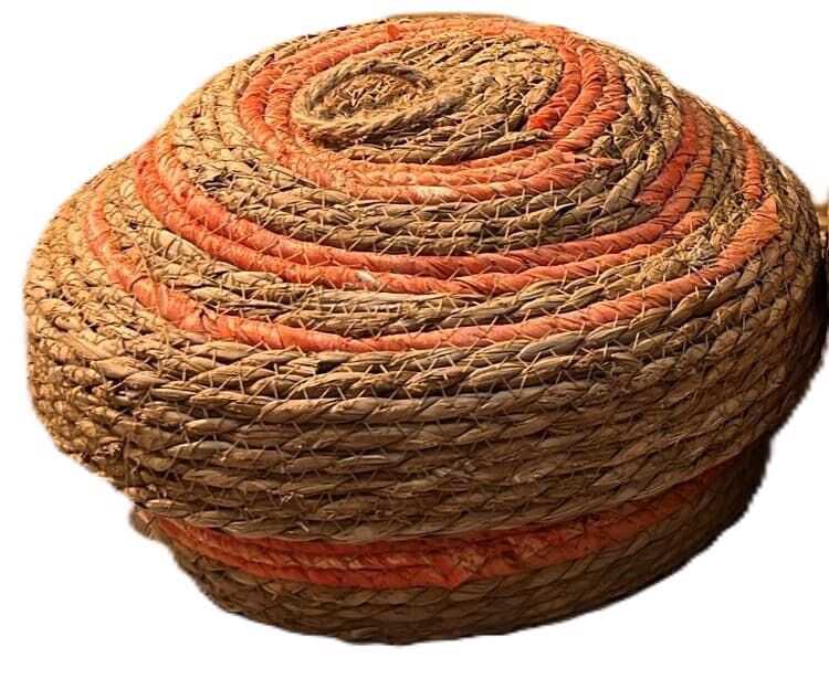 Cesto red c/tampa fibra natural/laranja