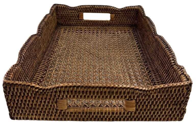 Tabuleiro rattan grande c/pegas