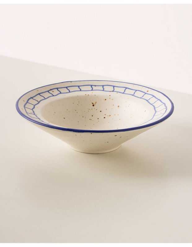 Prato sopa cerâmica D23,5*6,5 branco/azul
