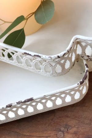 Bandeja metal 35*25,5*H6,5 branco decapé