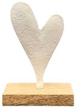 Peça decor coração 9*5*13,2H alumínio/madeira