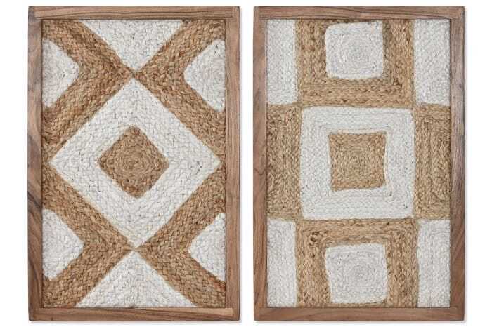 Quadro ráfia/acácia 40*3*60 geométrico nat