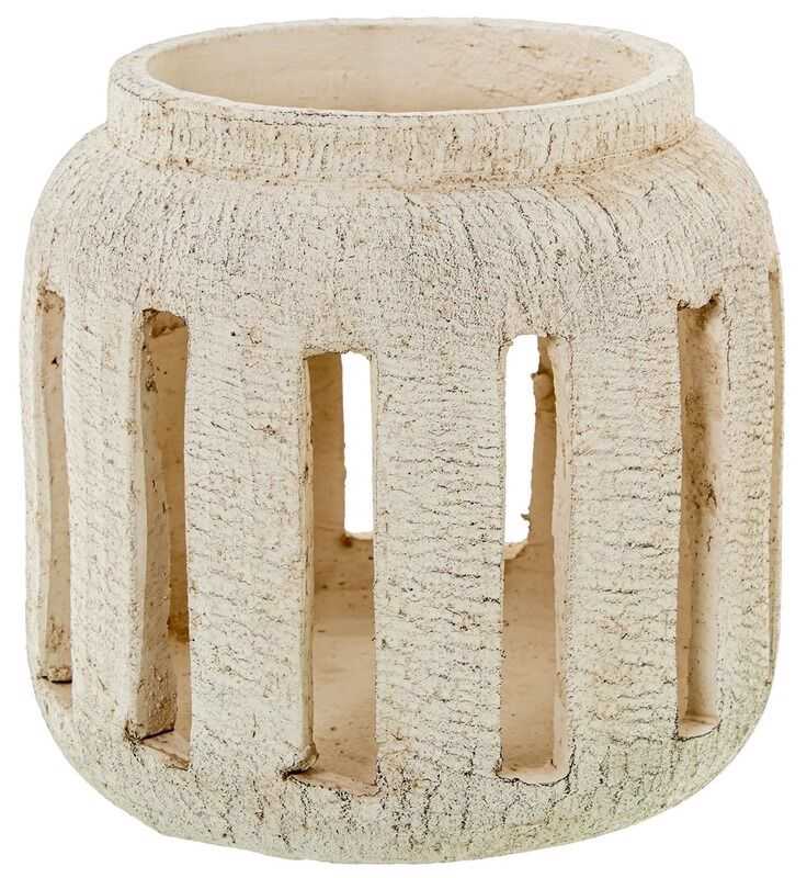 Porta-vela cerâmica D27*24cm branca