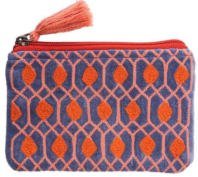 Bolsa zip retro 16*10 veludo bordado