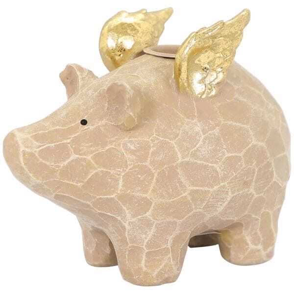 Porta-vela porco alado 14*6*11H poliresina