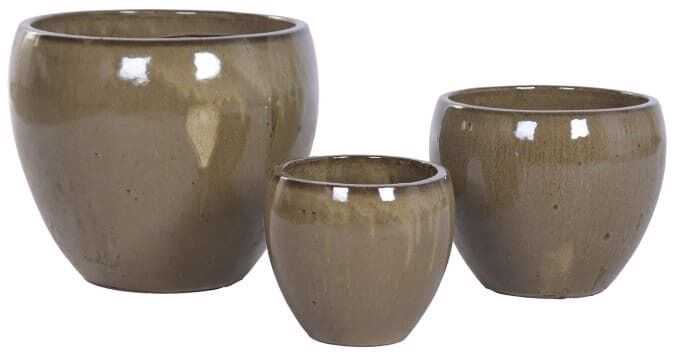 Vaso D22*19H cerâmica vidrada bicolor
