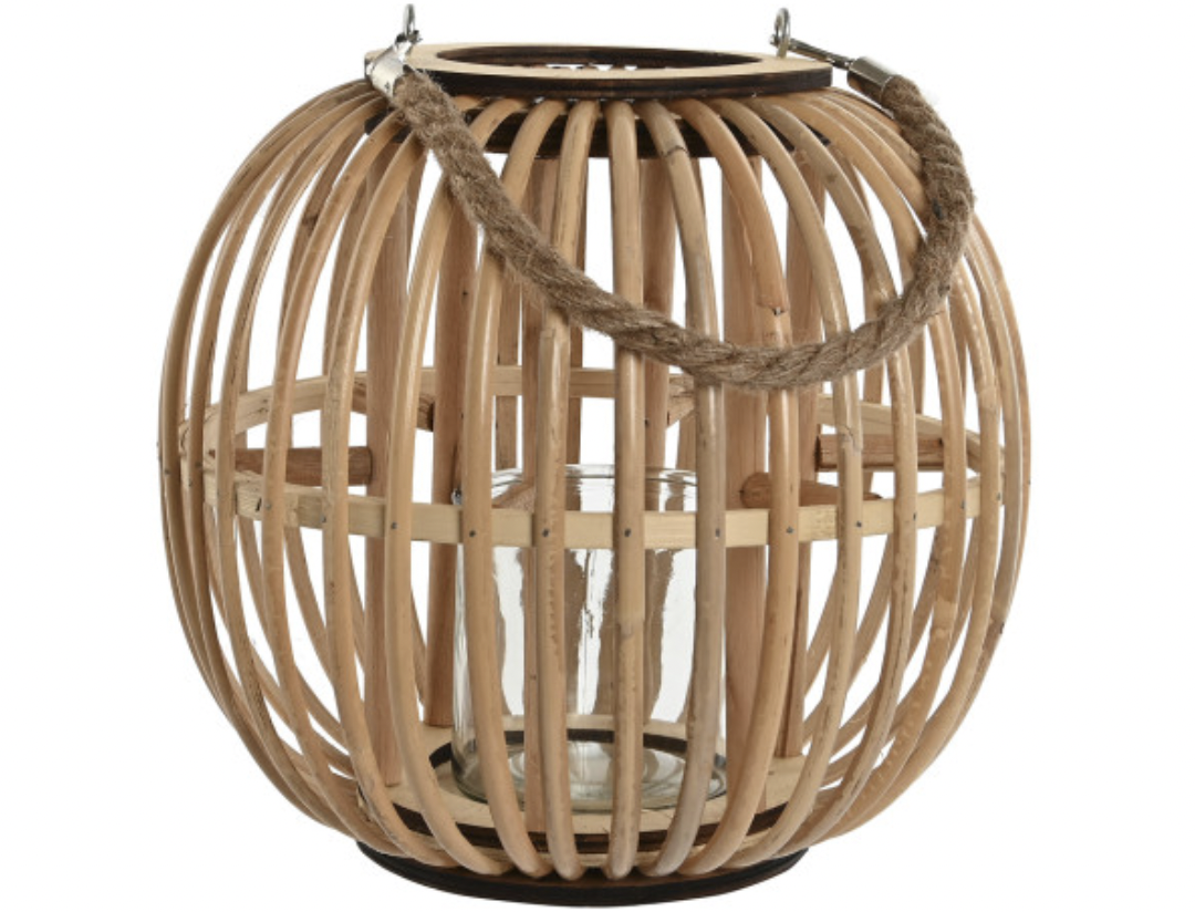 Lanterna rattan/vidro 28*28*26