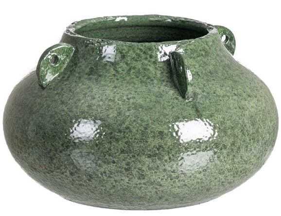 Vaso cerâmica D40*22H verde bojudo asas peq