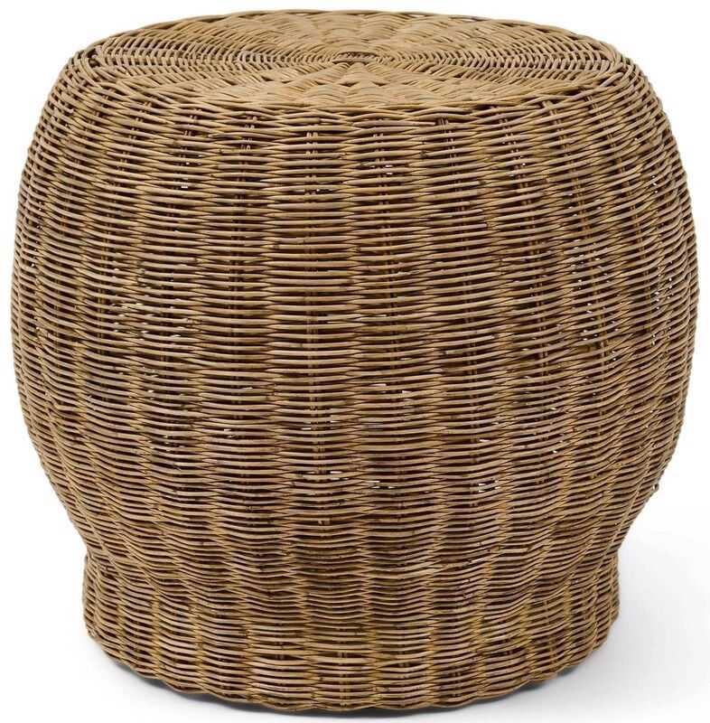Mesa/banco apoio D50*45H rattan natural