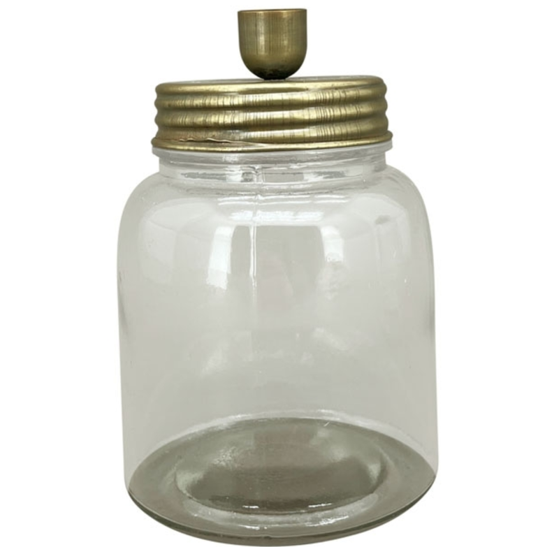 Castiçal frasco 12,5*8*19,5 vidro/metal