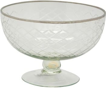 Taça vidro c/ pé 23»23*17H bordo dourado