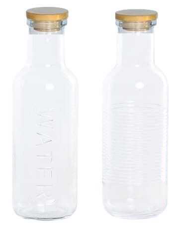 Garrafa vidro 8,6*8,6*27H tampa bambu