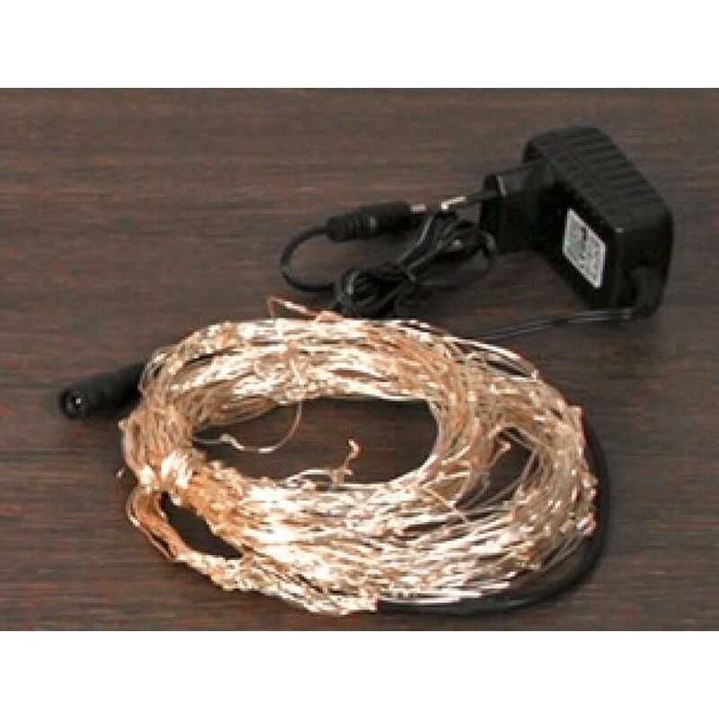 10 Tiras prata luzes LED 3 mts c/adapt corrente IP44