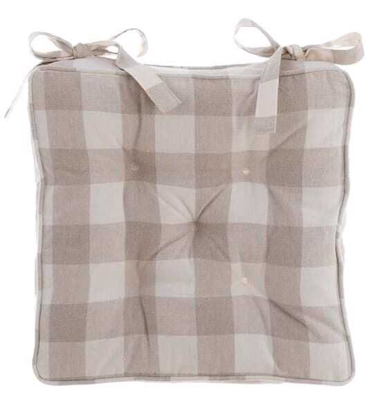Almofada cadeira 40*40 quadr bege c/atilhos