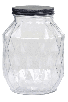 Frasco vidro D16*22H facetado c/tampa metal