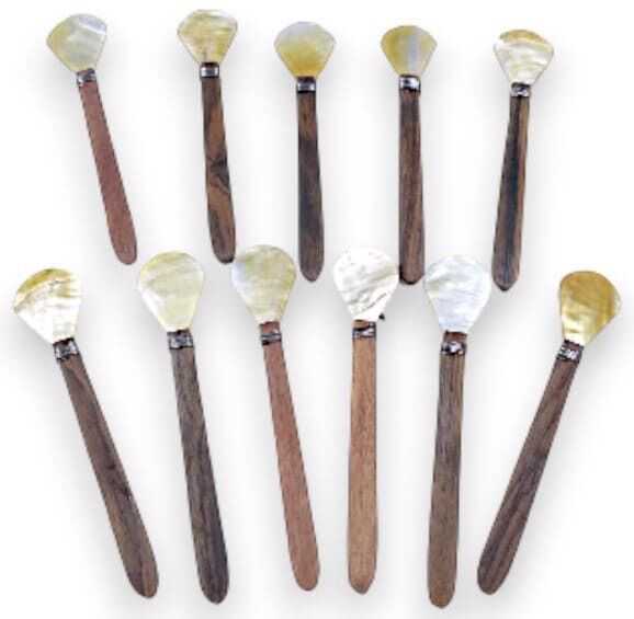 Cj 10 colheres madrepérola c/cabo 2*10cm