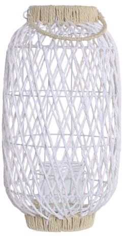 Lanterna 25*25*47H fibra papel/metal branco