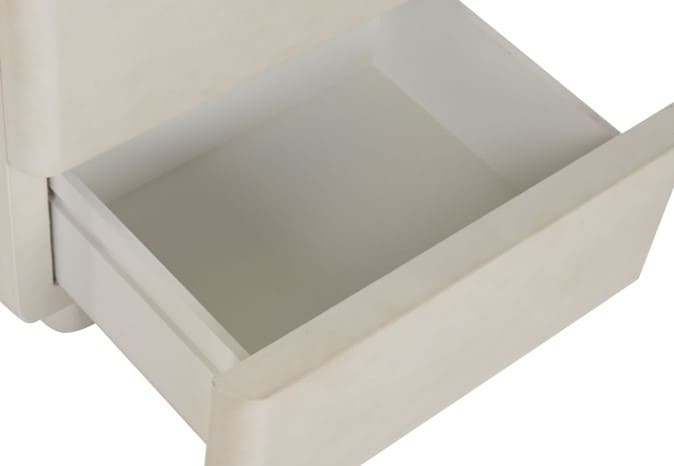 Mesa cabeceira 47*38*45H resina/MDF rugoso branco