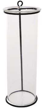 Vaso vidro D7*19H suporte metal preto pendurar