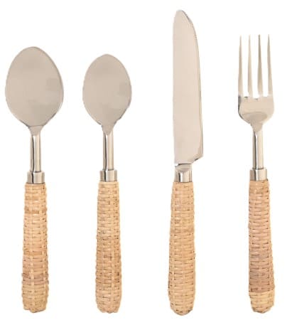 Set 16 talheres mesa inox/rattan