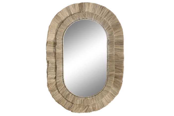 Espelho oval ráfia 70*5*100 natural