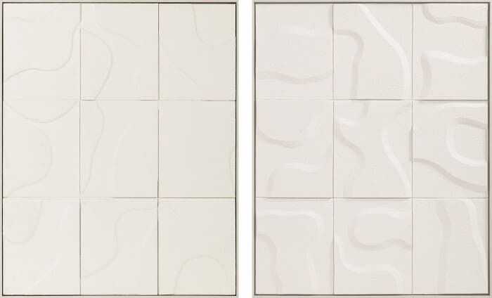Quadro 80*4,5*100H abstrato relevo branco