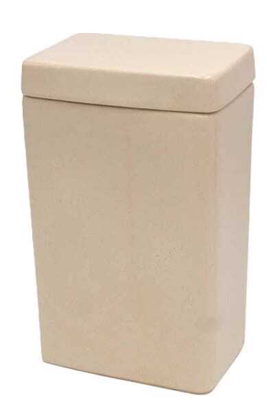 Pote retang 14*9*23,5H c/tampa branco/creme