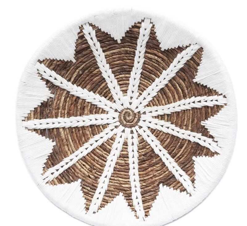 Deco parede D50*8 macramé roseta branca