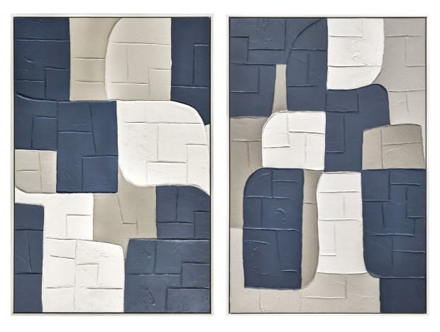 Quadro 83*4*123H abstrato azuis/cinz/branco