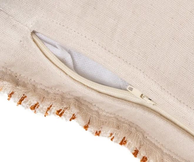 Almofada 50*50 riscas terra/branc s/enchim