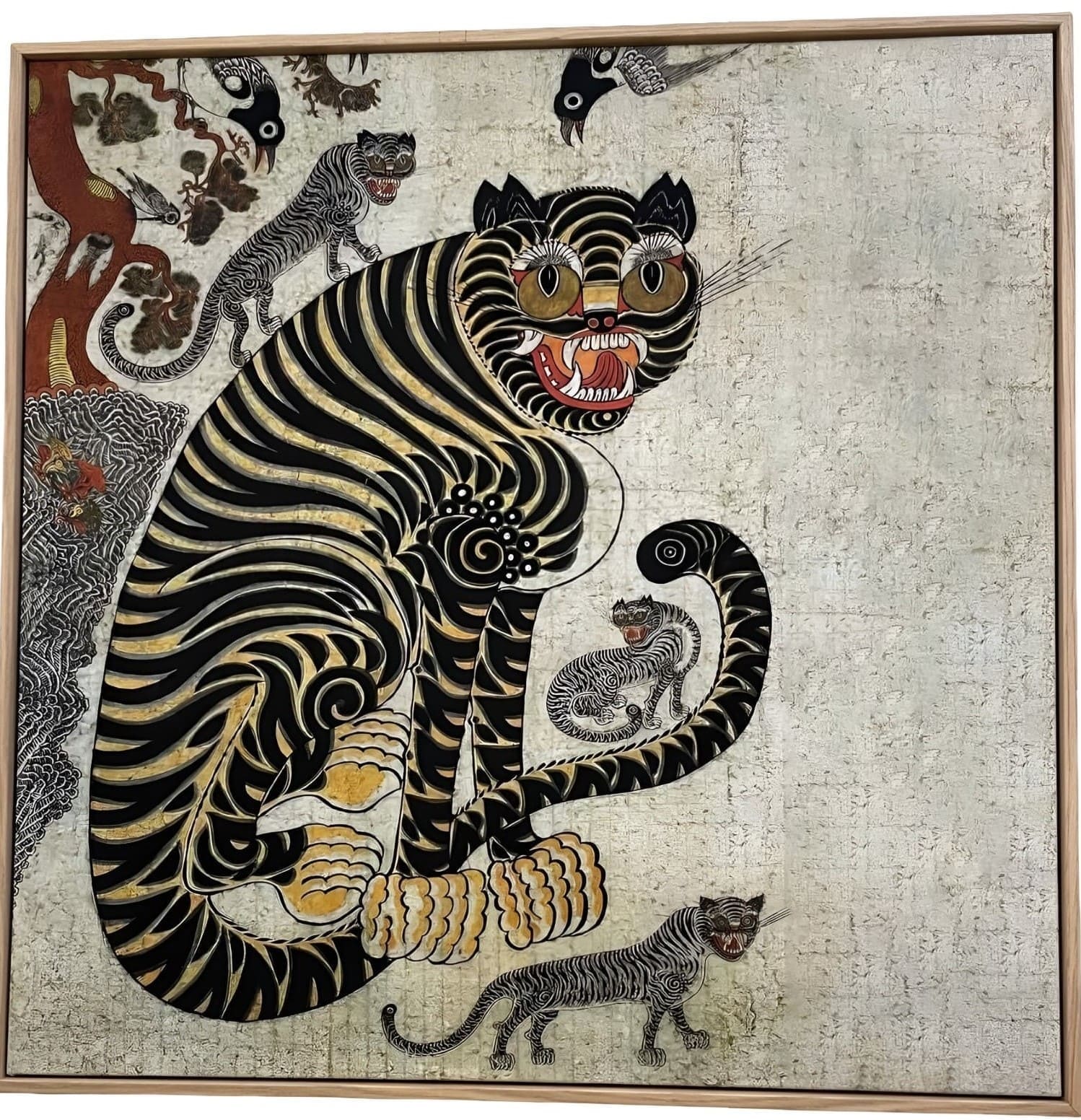 Quadro Tela cão/gato/dragão 80*80cm