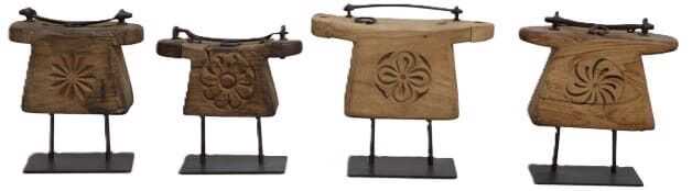 Decor madeira talhada 28*10`*21H sup metal