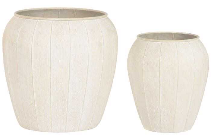 Vaso metal 50*50*49,5H rugoso branco