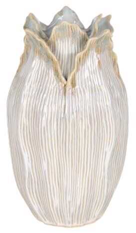 Jarra cerâmica 19*19*33H folhas creme