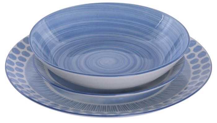 Cj 18 peças jantar porcelana azul