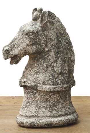 Busto cabeça cavalo 20*12*29H resina cinz antigo