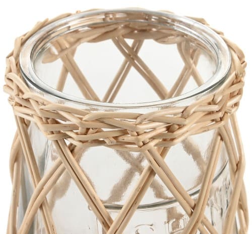 Porta-vela 18*18*H24 vidro/bambu