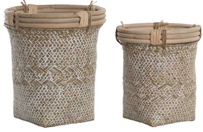 Cesta 20*20*24H rattan/palha decapé natural