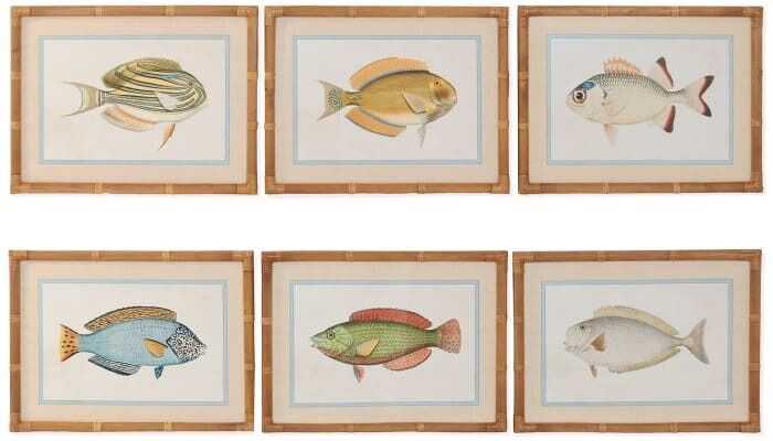 Quadro vidro/bambú 60*2,2*45H peixes