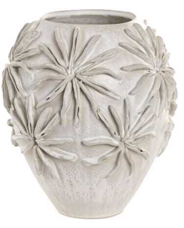 Jarra cerâmica 22*22*25H folhas estrela branco