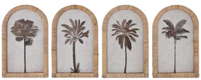 Quadro rattan/abeto 22,5*3*35,5cm palmeira