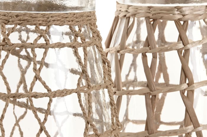 Pote vidro/vime ou corda D16*27Hcm