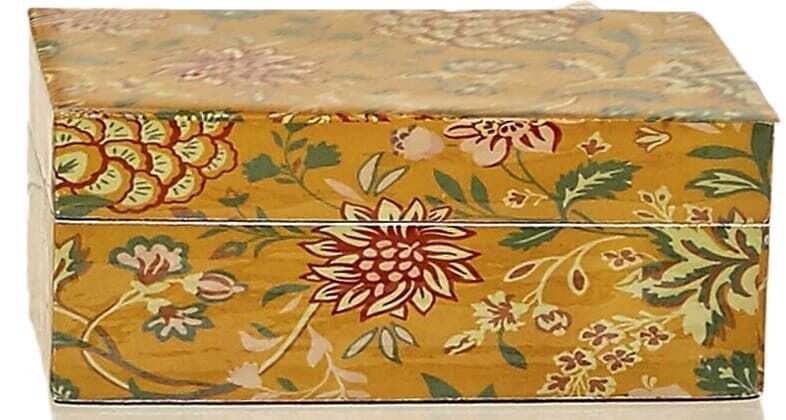 Caixa c tampa 17*11*H7 mostarda e flores